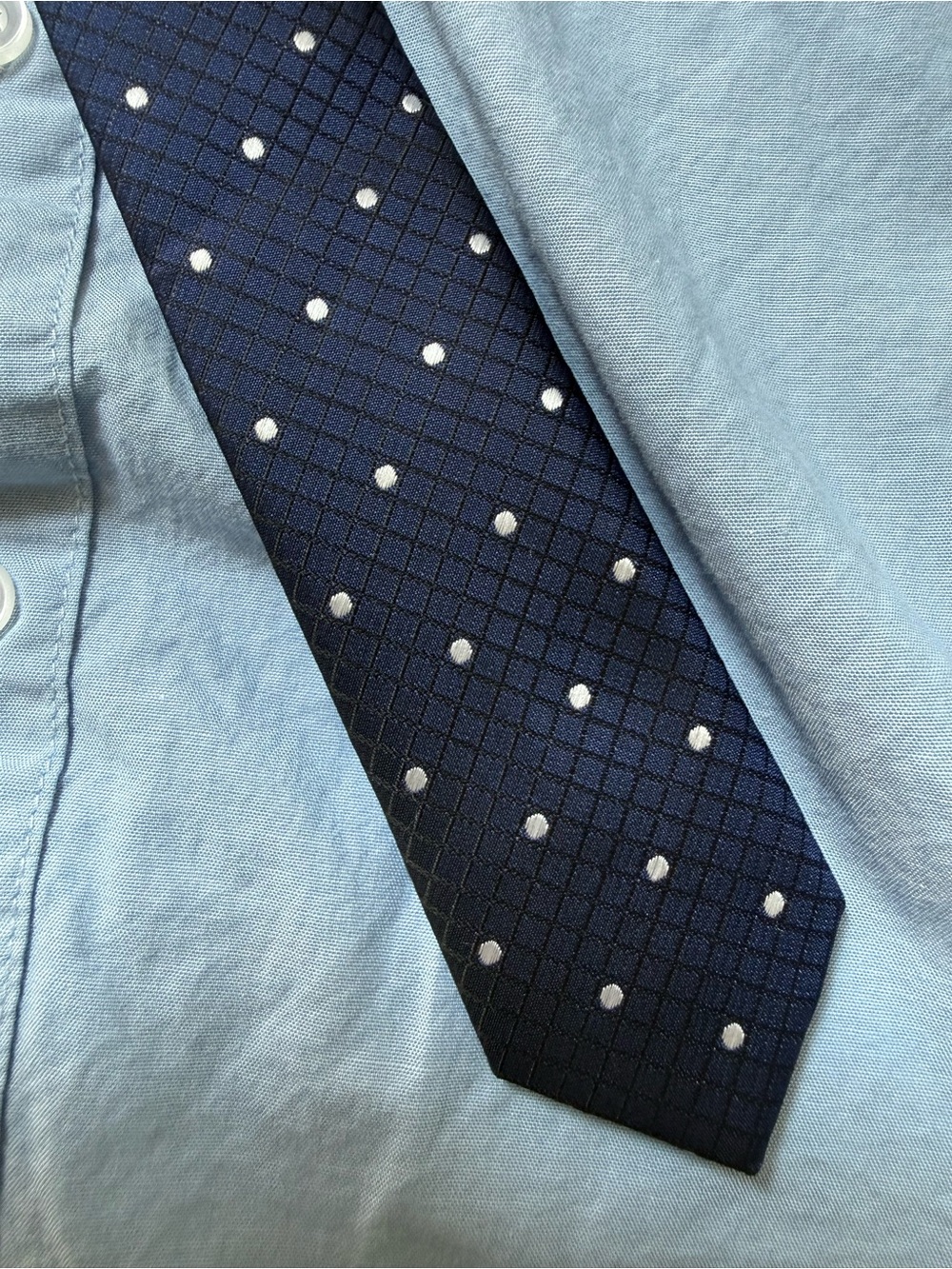 Appaman Boys Necktie Navy Blue w/ White Woven Dots Wedding Looks Formal